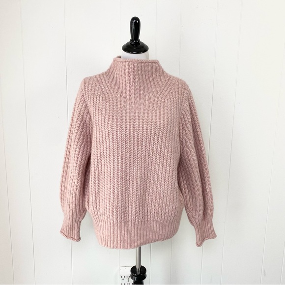 Madewell Womens Loretto Mockneck Pullover Sweater Heather Pink Sz Large NG986 - Picture 2 of 12